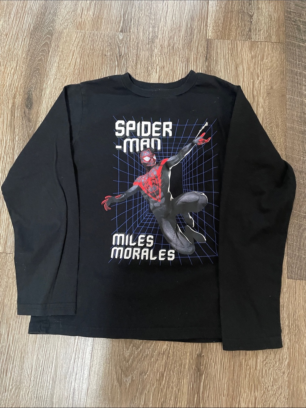 Spider-Man Miles Morales Black Graphic Long-Sleeve Kids Shirt